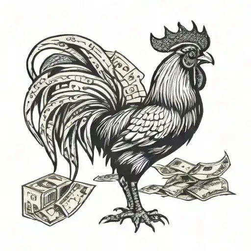 A Majestic Game Rooster Standing Proudly With A Crown Made Of Money On Its Head