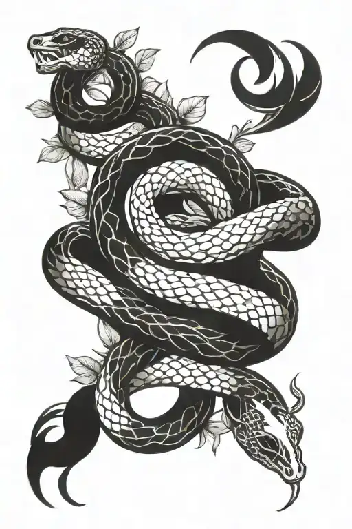 Snake Intertwined With An Olympian Wreath