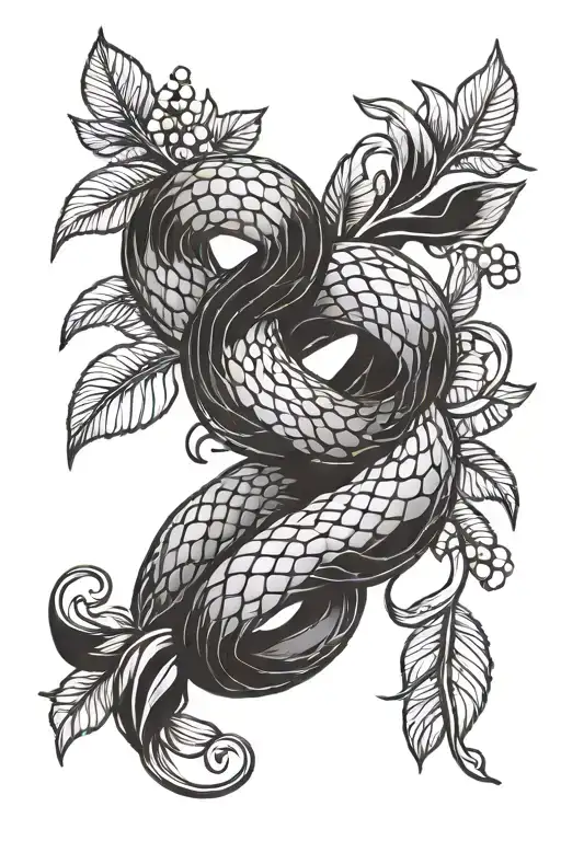 Snake Intertwined With An Laurel Wreath