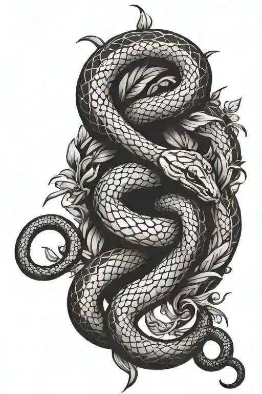 Snake Intertwined With An Olympian Wreath Crown