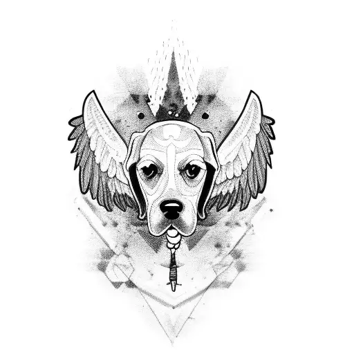 Dog With Patch On Left Eye With Wings