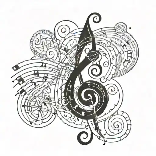 A Celestial Music Note Intertwined With Zodiac Symbols