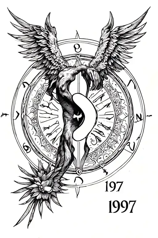 Male Virgo Zodiac Symbol Merging With 1997 En Numeros Romanos