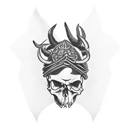 Non Detailed Skull With Horns And Bandana Covering His Mouth