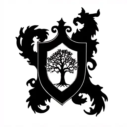 Ferreira Family Crest With A Oak Tree In The Middle Of The Shield