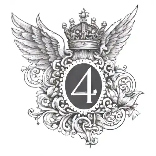 Angel Number 4 With Crown Hanging