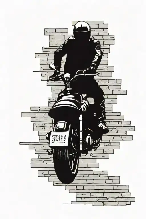 A Motorcycle Riding Through A City Street Made Of Evil Bricks