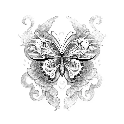Little Butterfly And Blackwork Style