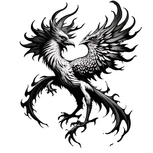 Phoenix Wrapped In Fire Flames