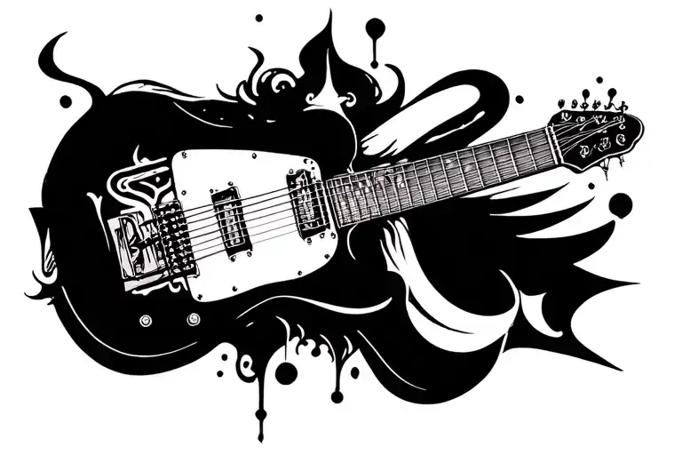 Cross And Guitar Merging