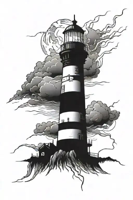 Lighthouse In The Middle Of A Lightning Storm