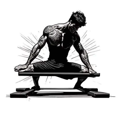 Sillouete Of A Calisthenics Guy Doing Maltese Planche On Paralletes Blackwork