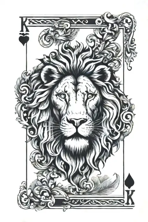 Playing Cards With Roman Numerals And Lion Roaring