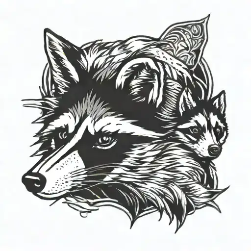 Raccoon And Wolf