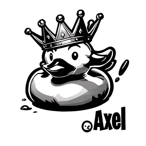 Rubber Duck With Fortnite Crown On Head With Name Axel Next To It