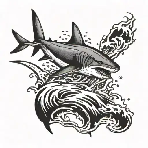 Shark Breaching Water