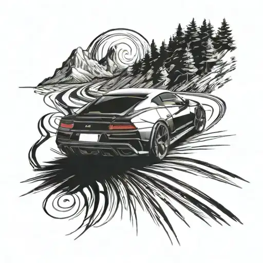 Incorporate A Sleek Sports Car Speeding Down A Winding Road
