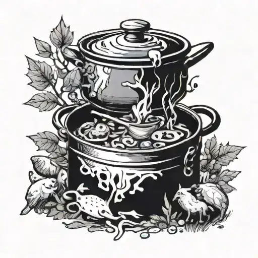 A Cooking Pot Surrounded By No Emotions And Social Anxiety Creatures In A Nature Setting