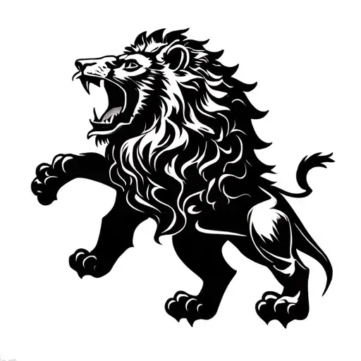 Aggressive Roaring Black Lion Tattoo For Bicep