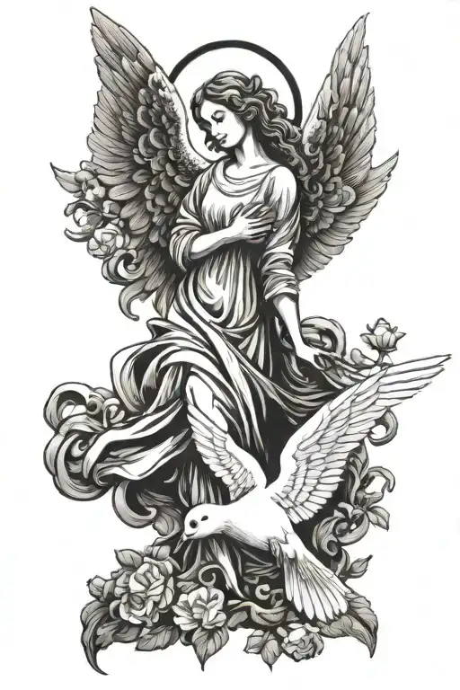 An Angel And Dove