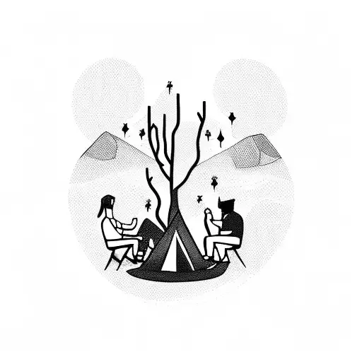 Three Friends Sitting Around A Campfire