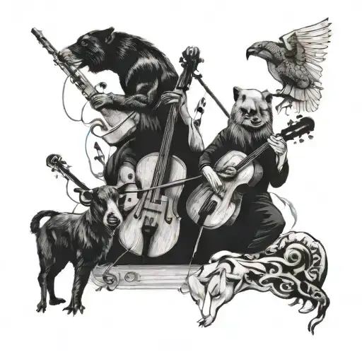 An Animal Orchestra With Each Member Playing A Different Instrument