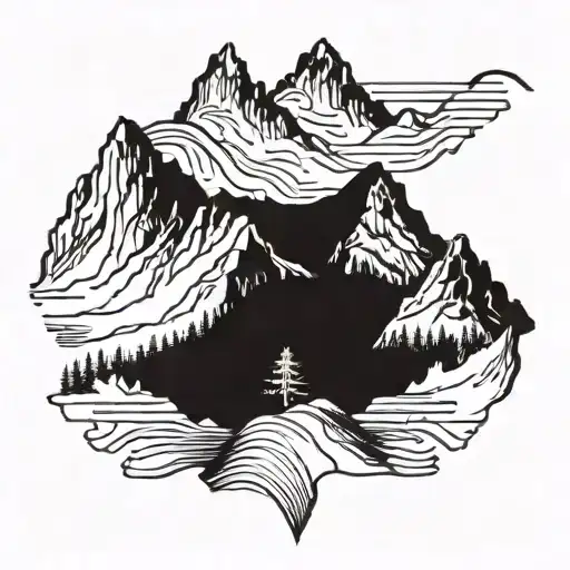 A Silhouette Of A Mountain Range With A Winding Hiking Trail Leading Up To The Peak