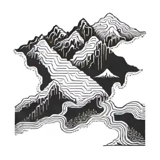 An Abstract Design Of Coding Algorithms Forming A Mountain Landscape