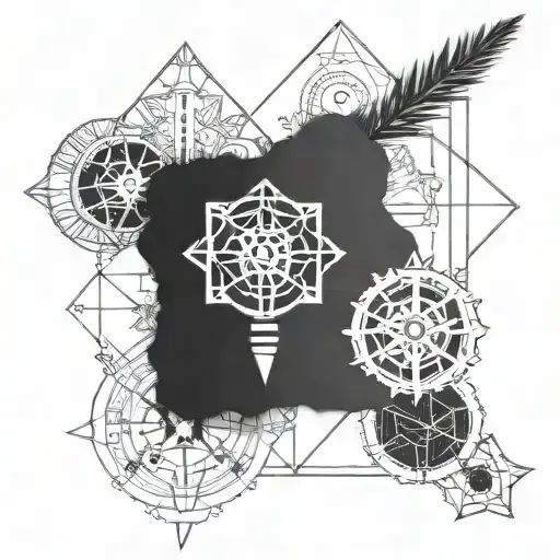 Incorporate A Hamsa Symbol Into A Geometric Compass Design In Blackwork Style