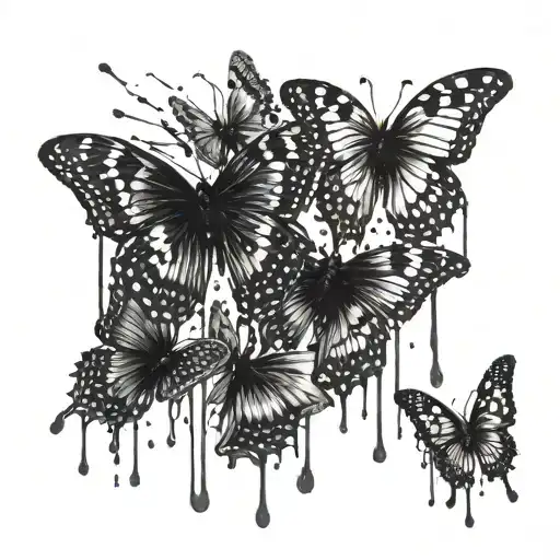 Black Butterflies Dripping With Paint