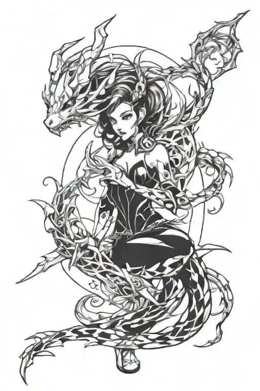 A Surreal Anime-inspired Design Of Zyra Dragon Trainer Skin From League Of Legends