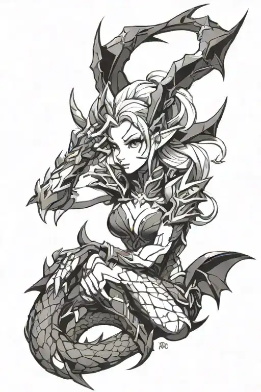 A Anime-inspired Design Of Zyra Dragon Trainer Skin From League Of Legends