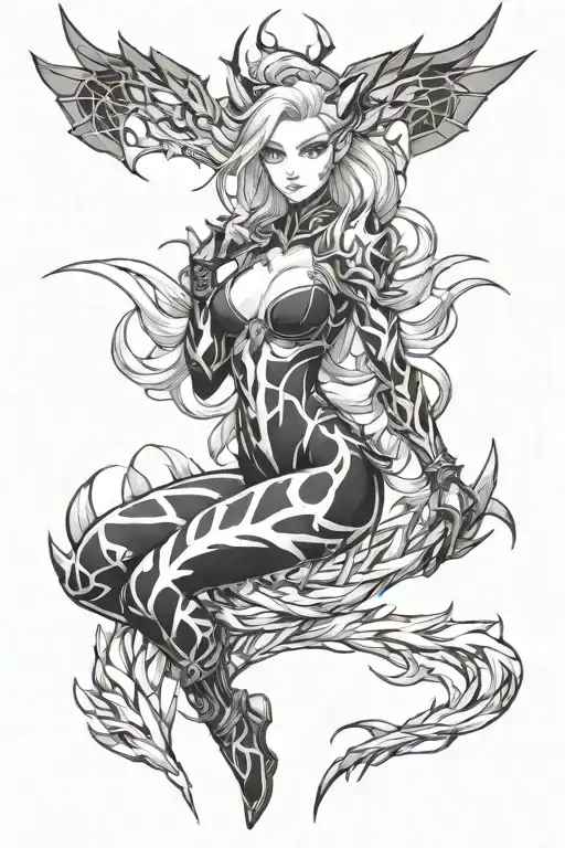 A Sexy Anime-inspired Design Of Zyra Dragon Trainer Skin From League Of Legends