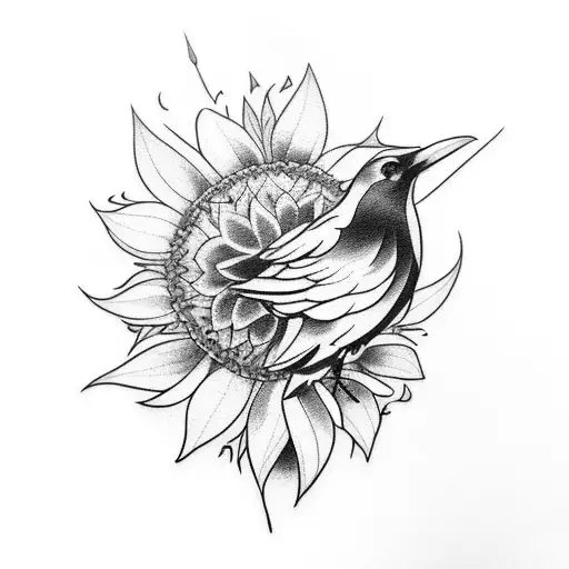 Raven Whit A Sunflower