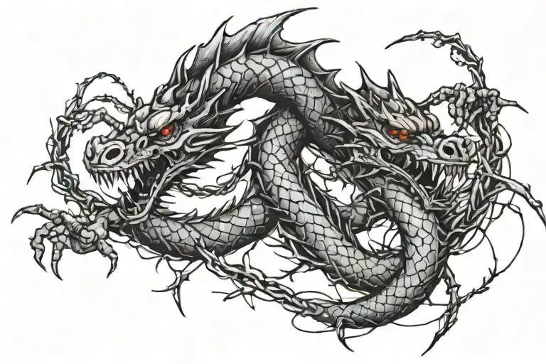 Barbed Wire And Dragon Wrapped Around Collarbone Men