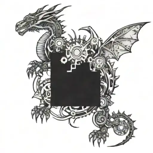 A Futuristic Robotic Dragon Intertwined With Circuitry And Gears