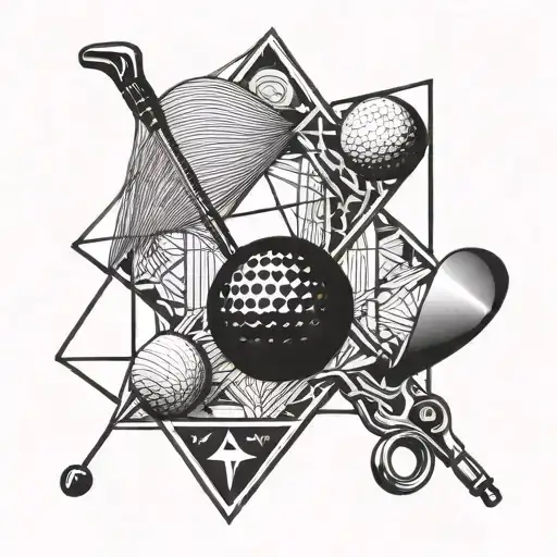 Incorporate Golf Clubs And A Golf Ball Into A Sleek And Modern Geometric Design