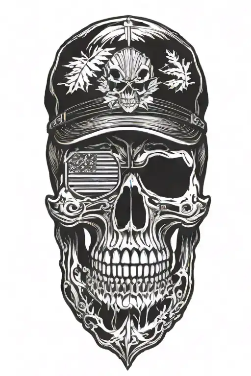 Skull With Canadian Solider Hat