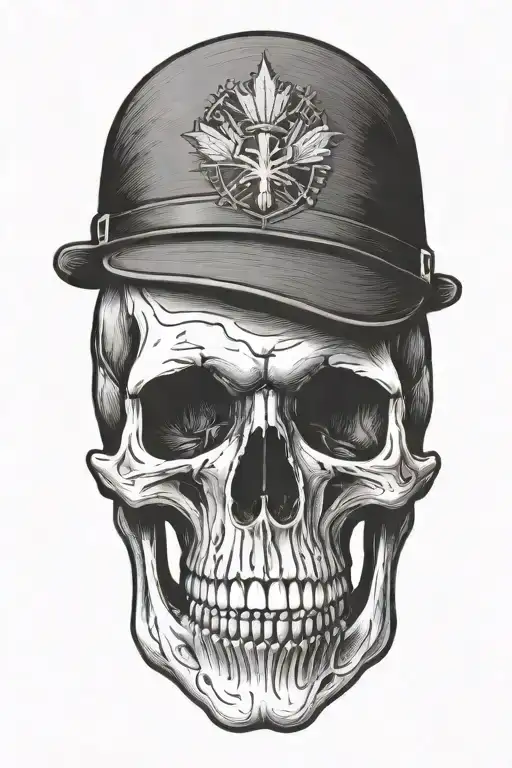 Skull With Canadian Solider Hat