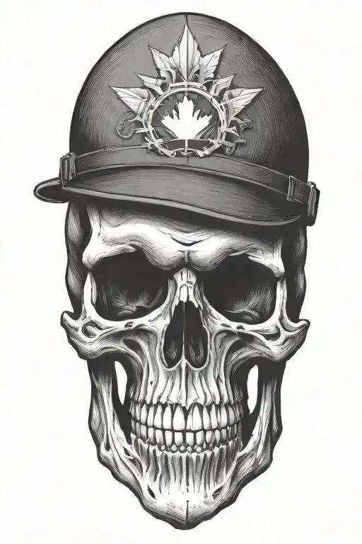 Skull With Canadian Solider Hat
