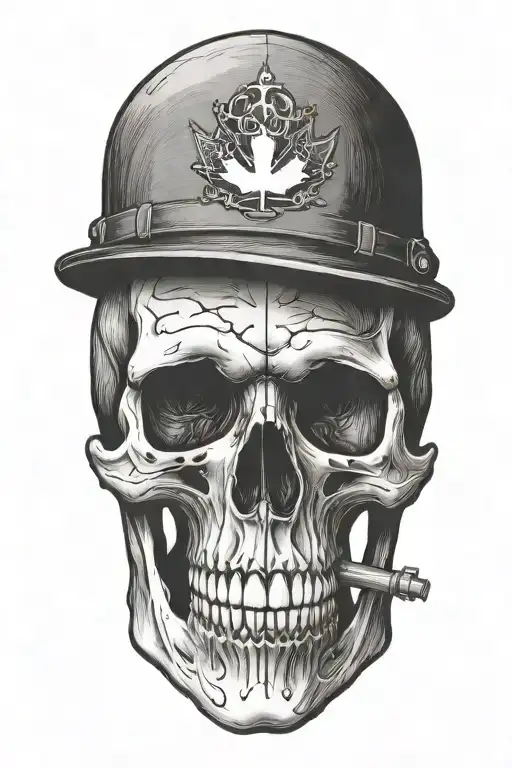 Skull With Canadian Solider Hat