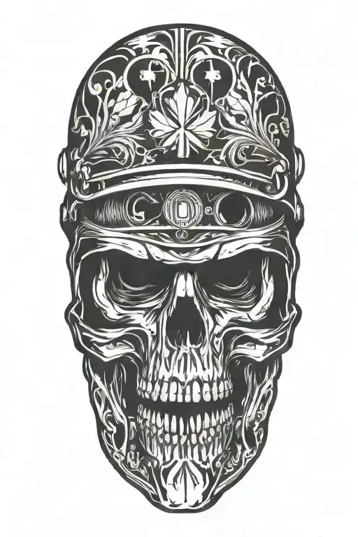 Skull With Canadian Solider Helmet