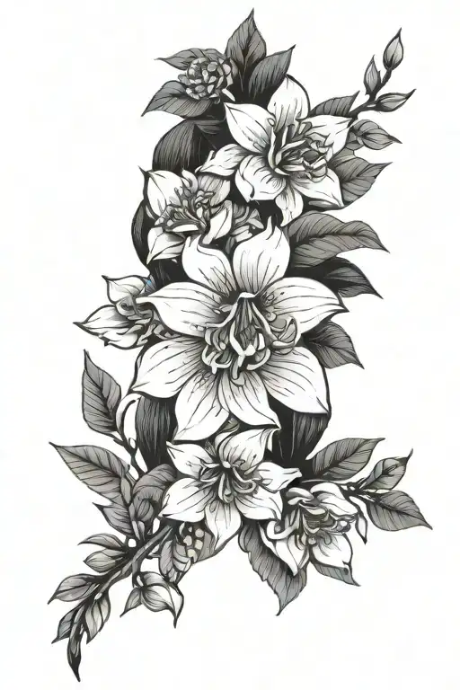 Nezuko Floral Tattoo Design