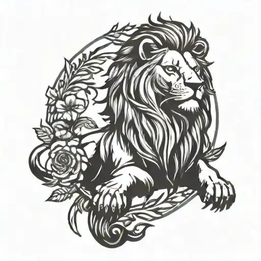 Heraldry Lion Surrounded By Wreath
