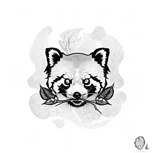 Red Panda With Leaves