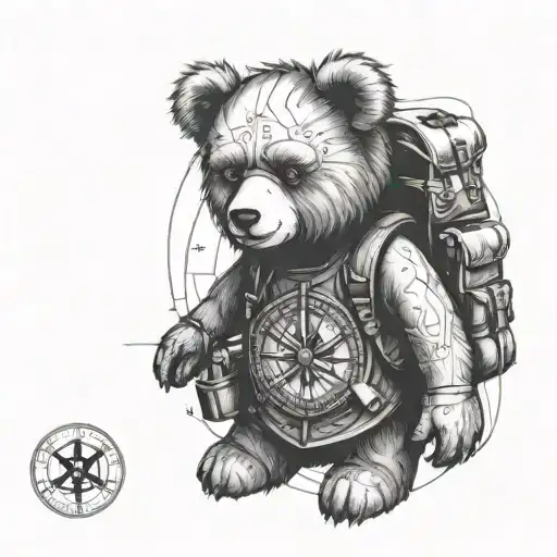 Teddybear Wearing Backpack Compass
