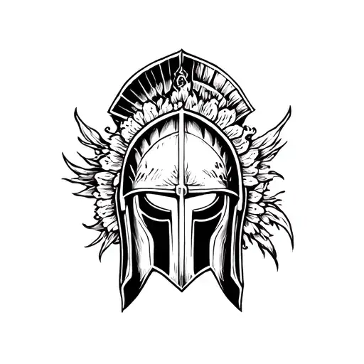Spartan Helmet On A Cross