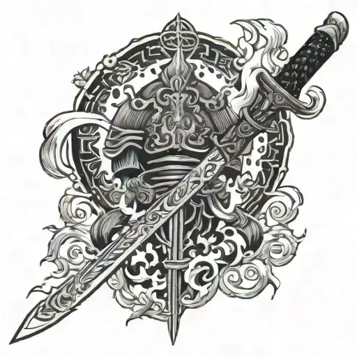 A Samurai Sword Engulfed In Flames