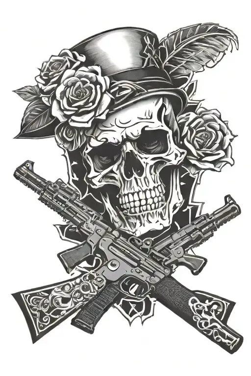 Gangsta Tattoos With Skull And Ak47