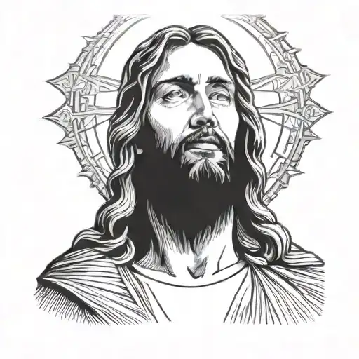 Face Of Jesus Looking To The Left With Hands In Prayer